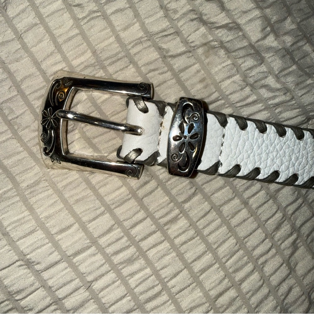 Brighton White Leather Belt xl - Picture 2 of 8